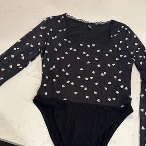 Black Heart Pattern Bodysuit